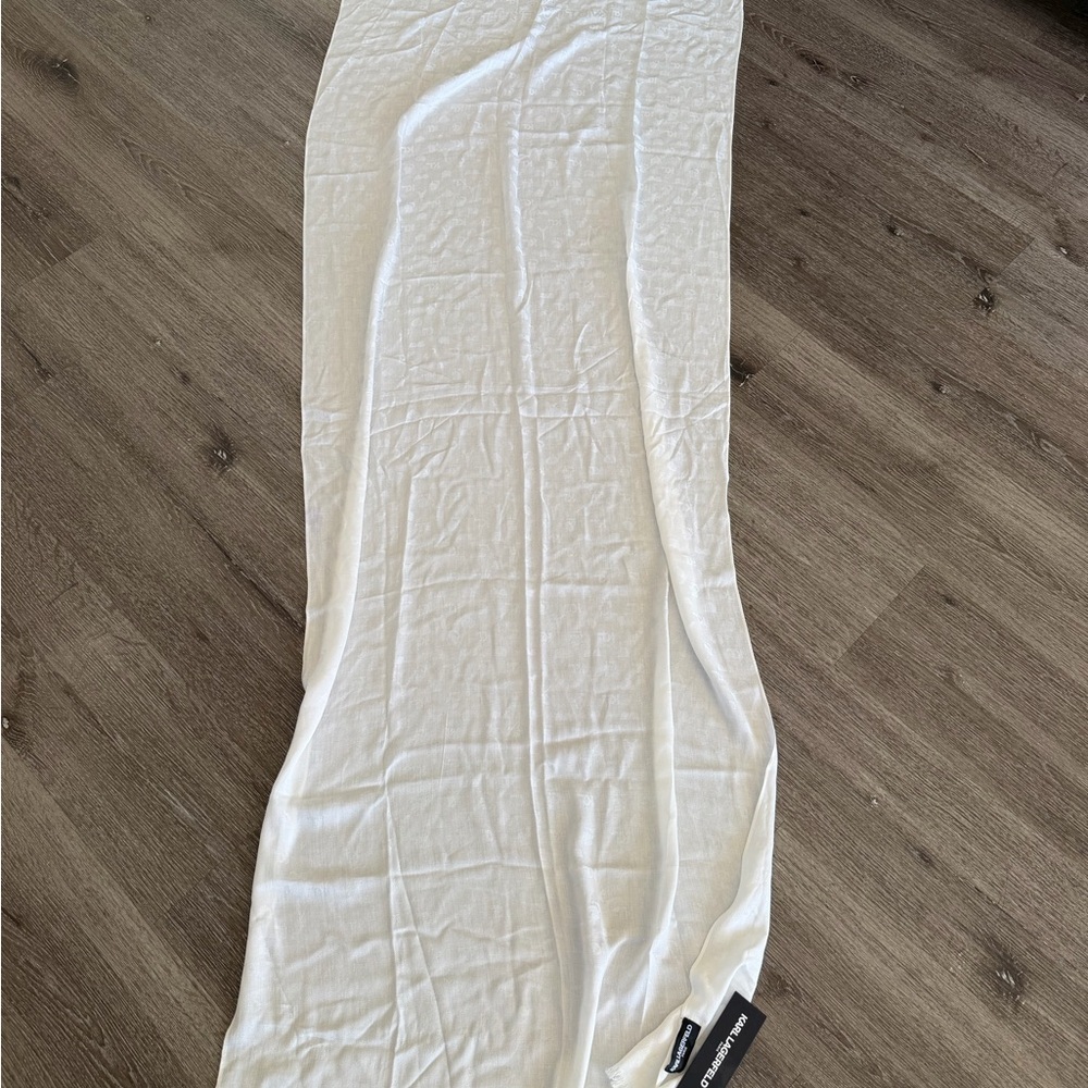 Karl Lagerfeld Cream Fringe Scarf - Picture 4 of 4